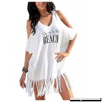 NFASHIONSO Womens Letters Print Baggy Swimwear Bikini Cover-up Beach Dress White B07CNHNQVM